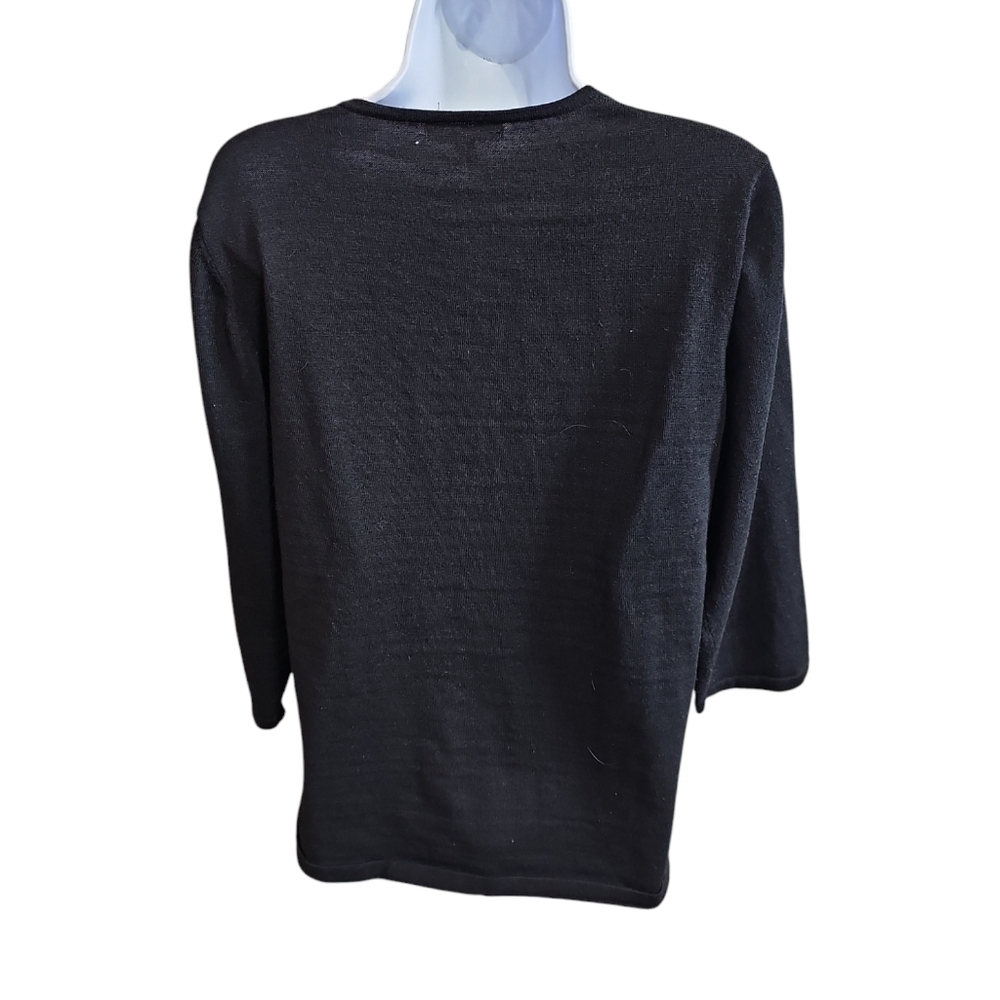 Cable & Gauge Black Zip-Front Tunic Sweater Women’s XL Classic Preppy Minimalist - Picture 3 of 7